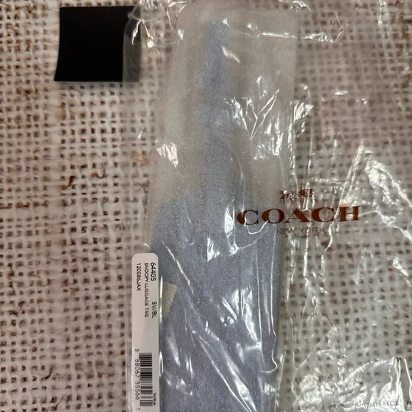 Coach Peanuts Snoopy Leather Luggage Tag Blue Silver 64405 - Picture 4 of 4